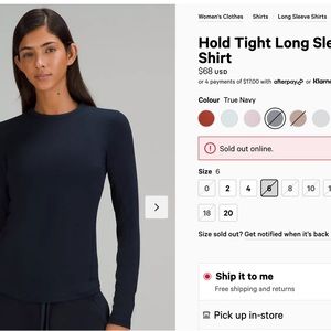 Lululemon hold tight long sleeve shirt